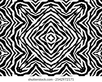 Black-White Stripes Lines Motifs Pattern Inspired by Zebra. Decoration for Interior, Exterior, Carpet, Textile, Garment, Cloth, Silk, Tile, Plastic, Paper, Wrapping, Wallpaper, Pillow, Background, Etc