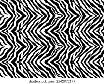 Black-White Stripes Lines Motifs Pattern Inspired by Zebra. Decoration for Interior, Exterior, Carpet, Textile, Garment, Cloth, Silk, Tile, Plastic, Paper, Wrapping, Wallpaper, Pillow, Background, Etc