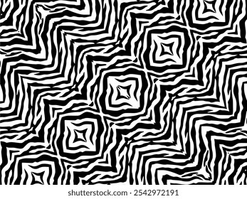 Black-White Stripes Lines Motifs Pattern Inspired by Zebra. Decoration for Interior, Exterior, Carpet, Textile, Garment, Cloth, Silk, Tile, Plastic, Paper, Wrapping, Wallpaper, Pillow, Background, Etc