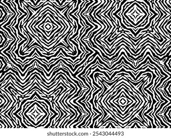 Black-White Stripes Lines Motifs Pattern Inspired by Zebra. Decoration for Interior, Exterior, Carpet, Textile, Garment, Cloth, Silk, Tile, Plastic, Paper, Wrapping, Wallpaper, Pillow, Background, Etc