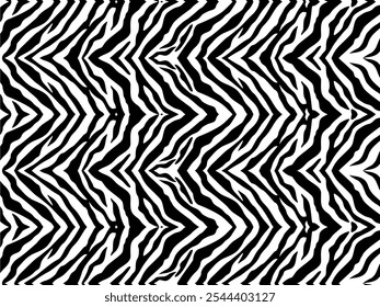 Black-White Stripes Lines Motifs Pattern Inspired by Zebra. Decoration for Interior, Exterior, Carpet, Textile, Garment, Cloth, Silk, Tile, Plastic, Paper, Wrapping, Wallpaper, Pillow, Background, Etc