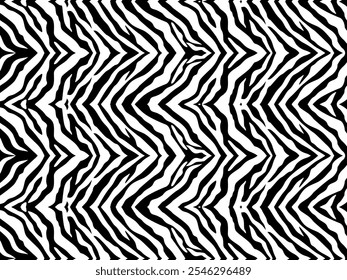Black-White Stripes Lines Motifs Pattern Inspired by Zebra. Decoration for Interior, Exterior, Carpet, Textile, Garment, Cloth, Silk, Tile, Plastic, Paper, Wrapping, Wallpaper, Pillow, Background, Etc