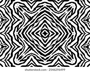 Black-White Stripes Lines Motifs Pattern Inspired by Zebra. Decoration for Interior, Exterior, Carpet, Textile, Garment, Cloth, Silk, Tile, Plastic, Paper, Wrapping, Wallpaper, Pillow, Background, Etc