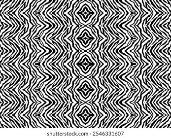 Black-White Stripes Lines Motifs Pattern Inspired by Zebra. Decoration for Interior, Exterior, Carpet, Textile, Garment, Cloth, Silk, Tile, Plastic, Paper, Wrapping, Wallpaper, Pillow, Background, Etc