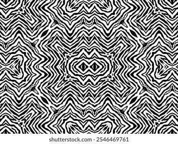 Black-White Stripes Lines Motifs Pattern Inspired by Zebra. Decoration for Interior, Exterior, Carpet, Textile, Garment, Cloth, Silk, Tile, Plastic, Paper, Wrapping, Wallpaper, Pillow, Background, Etc