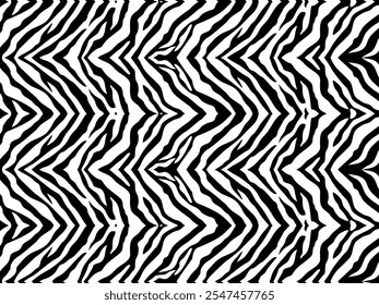 Black-White Stripes Lines Motifs Pattern Inspired by Zebra. Decoration for Interior, Exterior, Carpet, Textile, Garment, Cloth, Silk, Tile, Plastic, Paper, Wrapping, Wallpaper, Pillow, Background, Etc