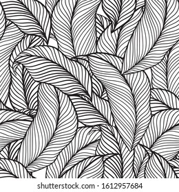 Blackwhite Tropical Leaves Seamless Pattern Vector Stock Vector ...