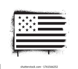 Black-white U.S. flag. Spray graffiti stencil.