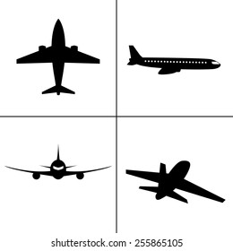 black&white vector airplane icons