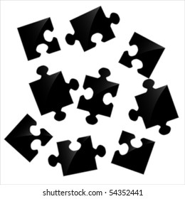 BLACK-WHITE vector puzzle. Isolated on white