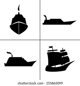 black&white vector ship icons