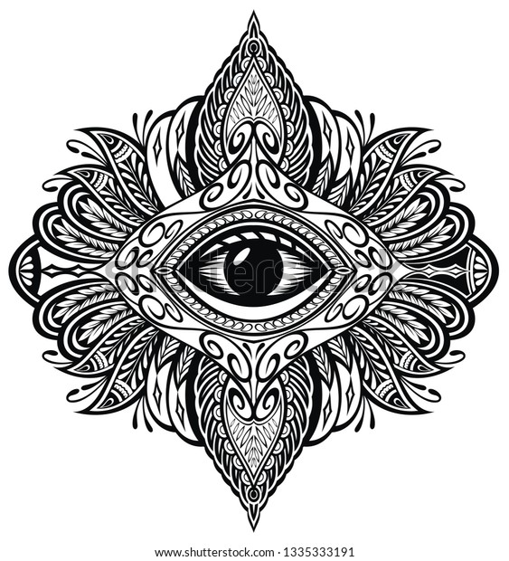 Blackwork Tattoo Eye Providence Mandala Eye Stock Vector (Royalty Free ...