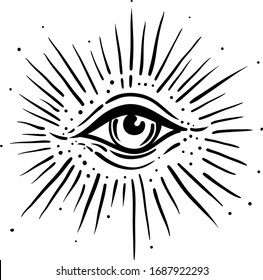 Blackwork Tattoo Flash Eye Providence Masonic Stock Vector (Royalty ...