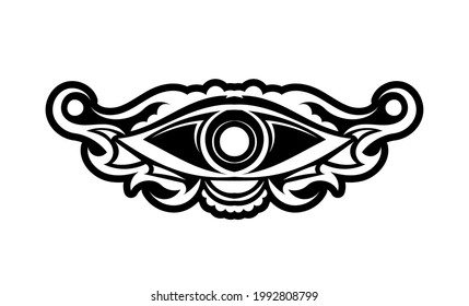 Blackwork tattoo flash. Eye of Providence. Masonic symbol. All seeing eye inside triangle pyramid. New World Order. Sacred geometry, religion, spirituality, occultism. Isolated vector illustration.