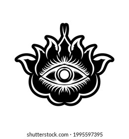 Blackwork tattoo flash. Eye of Providence. Masonic symbol. All seeing eye inside triangle pyramid. New World Order. Sacred geometry, religion, spirituality, occultism. Isolated vector illustration.