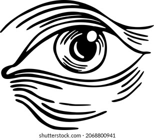 Blackwork tattoo flash. Eye of Providence. Masonic symbol. All seeing eye inside triangle pyramid. New World Order. Sacred geometry, religion, spirituality, occultism. Isolated vector illustration