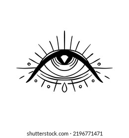 Blackwork Tattoo Flash. Eye Of Providence. Masonic Symbol. All Seeing Eye Inside Triangle Pyramid. New World Order. Sacred Geometry, Religion, Spirituality, Occultism. Isolated Vector Illustration