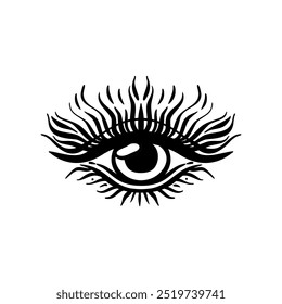 Blackwork tattoo flash. Eye of Providence. Masonic symbol. All seeing eye inside triangle pyramid. New World Order. Sacred geometry, religion, spirituality, occultism. Isolated vector illustration