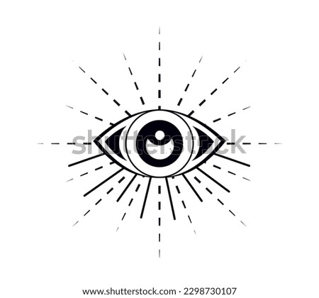 Blackwork tattoo flash. Eye of Providence. Masonic symbol. All seeing eye inside triangle pyramid. New World Order. Sacred geometry, religion, spirituality, occultism. Isolated vector illustration