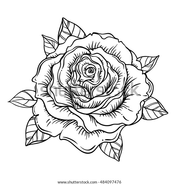 Blackwork Tattoo Flash Rose Flower Highly Stock Vector (Royalty Free ...