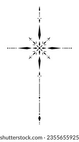 Blackwork tattoo sketch with star. Sacred geometry tattoo design, mystic symbol. New school dotwork, line art minimalist style tattoo. Boho design. Print, posters, t-shirts and textiles.