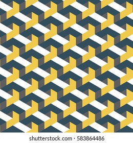 Black/yellow Isometric Cubes Seamless Vector Patterns
