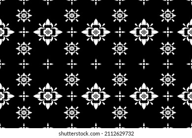 Blaclk and white Geometric ethnic oriental pattern traditional Design for background,carpet,wallpaper,clothing,wrapping,Batik,fabric,Vector illustration embroidery style.