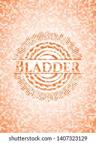 Bladder abstract orange mosaic emblem with background