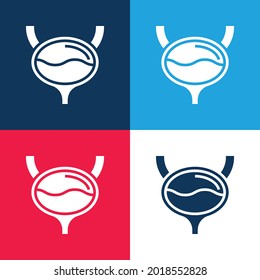 Bladder blue and red four color minimal icon set