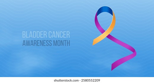 Bladder cancer awareness month concept. Banner template with ribbon. Vector illustration.