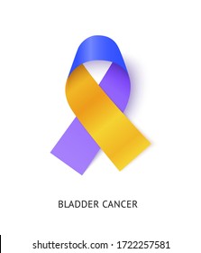 Bladder cancer awareness ribbon vector realistic illustration