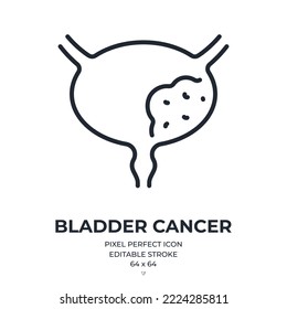 Bladder cancer editable stroke outline icon isolated on white background flat vector illustration. Pixel perfect. 64 x 64.