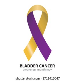 Bladder Cancer Gold Blue  Purple Ribbon Vector