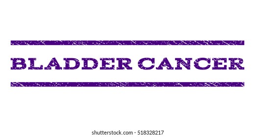 Bladder Cancer watermark stamp. Text tag between horizontal parallel lines with grunge design style. Rubber seal stamp with dirty texture. Vector indigo blue color ink imprint on a white background.