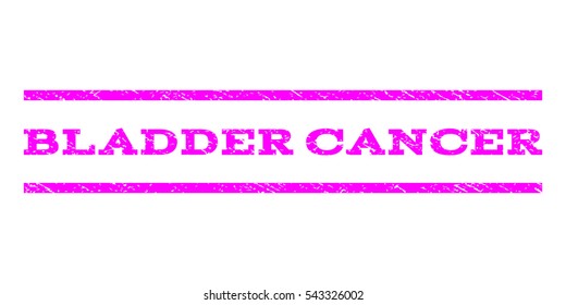Bladder Cancer watermark stamp. Text tag between horizontal parallel lines with grunge design style. Rubber seal stamp with scratched texture. Vector magenta color ink imprint on a white background.
