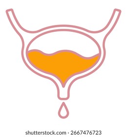 Ícones da bexiga e Ilustração de vetor branco. Órgão Interno Humano, Medicina. Conceito de Anatomia
