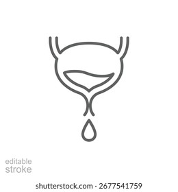 Symbol für Blaseninfektion. Einfaches Gliederungsformat. Inkontinenz, Harn, Blase, Krebs, Trakt, Störung, Problem, Infektion, Gesundheitselement Konzept. Symbol für dünne Linie. Isolierte bearbeitbare Kontur des Designs.