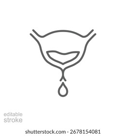 Symbol für Blaseninfektion. Einfaches Gliederungsformat. Inkontinenz, Harn, Blase, Krebs, Trakt, Störung, Problem, Infektion, Gesundheitselement Konzept. Symbol für dünne Linie. Isolierte bearbeitbare Kontur des Designs.