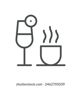 Bladder Irritants Icon. Vector Line Illustration of Beverage and Hot Drink, Representing Substances that Can Irritate the Bladder. Isolated Outline Medical Sign.