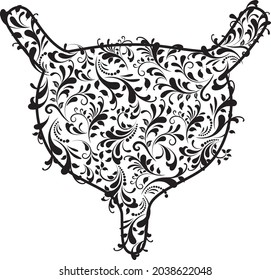 Bladder made from black floral. Vector illustration.	