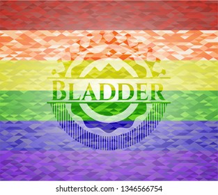 Bladder on mosaic background with the colors of the LGBT flag