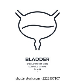 Bladder organ editable stroke outline icon isolated on white background flat vector illustration. Pixel perfect. 64 x 64.