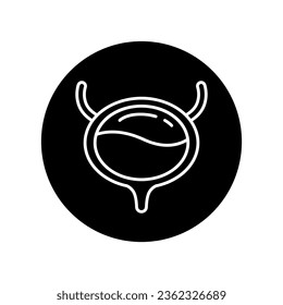 Bladder organ icon vector illustration, human internal organs,urology and urinary system, black round icon