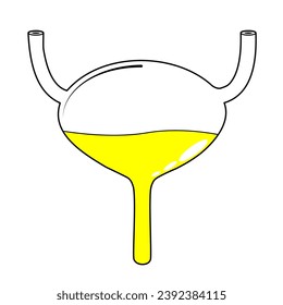 Escalera con orina. icono de línea negra parte de un sistema urinario humano. Estilo de contorno simple. Pictograma estilizado para diseño web o aplicación móvil. Ilustración vectorial. símbolo de línea plana.
