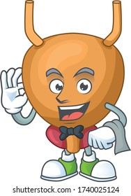 A bladder waiter cartoon character ready to serve