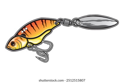blade bait spinner fishing lure. greeting cards advertising business company or brands, mascot merchandise t-shirt, stickers and Label designs, poster.