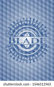 Blade blue emblem with geometric background. Vector Illustration. Detailed.