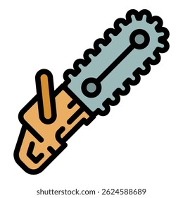 Blade chainsaw icon. Outline blade chainsaw vector icon color flat isolated