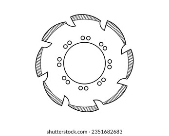 Blade for circular saw. Linear vector drawing.	
