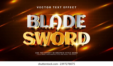 Blade golden sword editable text style effect. Vector text effect with a luxurious and elegant theme.